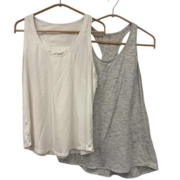 Lululemon Tops - Lot of 2 Lululemon Women’s Size 8/10 Tank Tops FLAWED White‎ Grey FLAWED